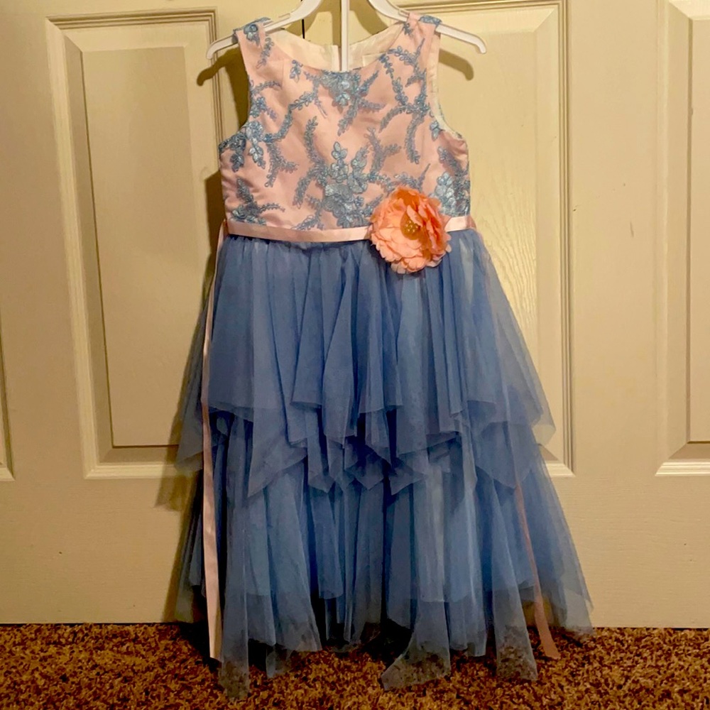 Rare Editions Dress 6X in Pale Blue & Pink